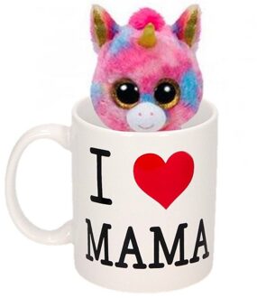 Bellatio Decorations Moederdag I love mama mok met knuffel eenhoorn Multi