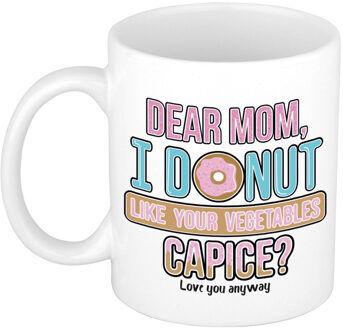Bellatio Decorations moederdag mok - mom I donut like your vegetables - 300 ml - feest mokken Multikleur