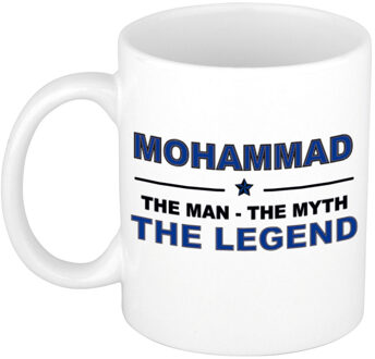 Bellatio Decorations Mohammad cadeau mok - man myth legend - naam koffiemok / beker - wit en blauw - 300 ml