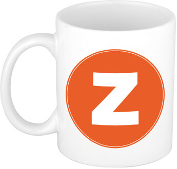 Bellatio Decorations Mok / beker met de letter Z oranje bedrukking voor het maken van een naam / woord of team