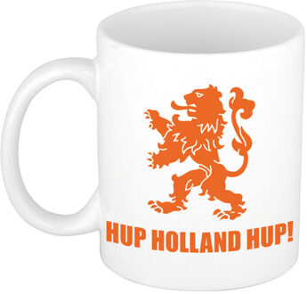 Bellatio Decorations Mok/ beker wit hup Holland hup leeuw 300 ml - feest mokken