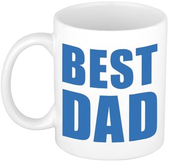 Bellatio Decorations Mok Best dad - 300 ml - wit/blauw - vaderdag - cadeau - koffiemok - mokken Denimblauw