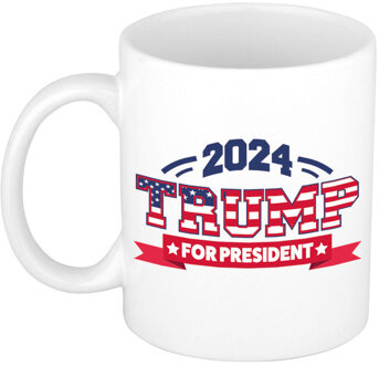 Bellatio Decorations mok - Trump for president - wit - 300 ml - feest mokken