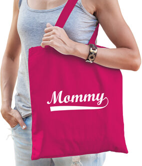 Bellatio Decorations Mommy cadeau katoenen tas fuchsia roze voor dames - Cadeau Moederdag