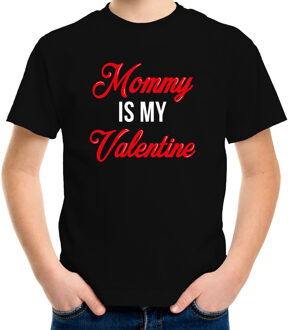 Bellatio Decorations Mommy is my Valentine / Mama is mijn Valentijn cadeau t-shirt zwart voor kinderen L (146-152)