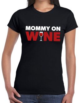 Bellatio Decorations Mommy on wine tekst t-shirt zwart dames