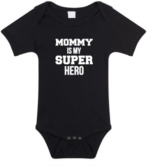 Bellatio Decorations Mommy super hero geboorte cadeau / kraamcadeau romper zwart voor babys 56 (1-2 maanden)