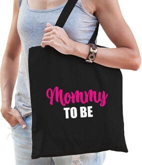 Bellatio Decorations Mommy to be cadeau katoenen tas zwart voor dames - Cadeau aanstaande mama - Feest Boodschappentassen