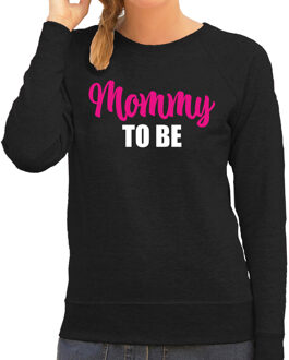 Bellatio Decorations Mommy to be - sweater zwart voor dames - Cadeau aanstaande moeder/ zwanger / mama in verwachting 2XL