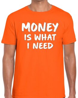 Bellatio Decorations Money is what i Need fun t-shirt oranje heren 2XL