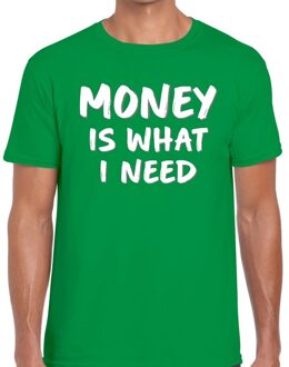 Bellatio Decorations Money is what i need tekst t-shirt groen voor heren 2XL