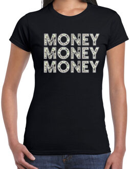 Bellatio Decorations Money money money fun tekst t-shirt zwart voor dames 2XL