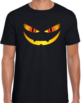 Bellatio Decorations Monster gezicht halloween verkleed t-shirt zwart voor heren