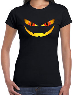 Bellatio Decorations Monster gezicht horror shirt zwart voor dames - verkleed t-shirt 2XL