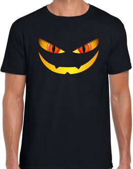 Bellatio Decorations Monster gezicht horror shirt zwart voor heren - verkleed t-shirt 2XL