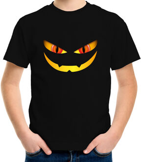 Bellatio Decorations Monster gezicht horror shirt zwart voor kinderen - verkleed t-shirt L (146-152)