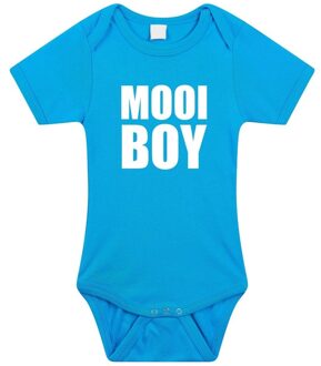 Bellatio Decorations Mooiboy tekst baby rompertje blauw jongens - Kraamcadeau - Babykleding 56 (1-2 maanden)