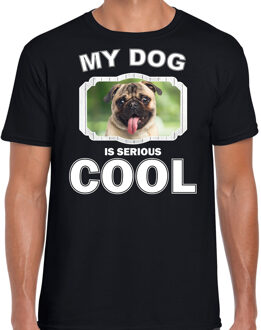 Bellatio Decorations Mopshond honden t-shirt my dog is serious cool zwart - heren - mopshonden liefhebber cadeau shirt 2XL