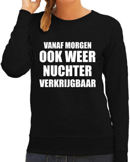 Bellatio Decorations Morgen nuchter verkrijgbaar fun sweater / trui zwart voor dames L