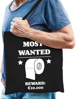 Bellatio Decorations Most wanted reward 10.000 katoenen cadeau tas zwart voor heren - kado tas / tasje / shopper