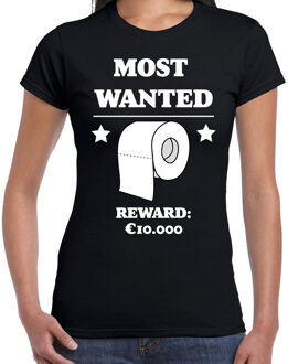 Bellatio Decorations Most wanted toilet papier reward 10.000 tekst shirt zwart dames XL