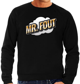 Bellatio Decorations Mr. Fout fun tekst sweater voor heren zwart in 3D effect 2XL