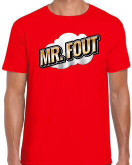 Bellatio Decorations Mr. Fout fun tekst t-shirt voor heren rood in 3D effect 2XL