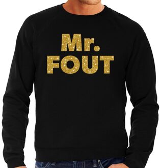 Bellatio Decorations Mr. Fout gouden glitter tekst sweater zwart heren 2XL (56)