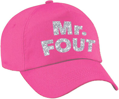 Bellatio Decorations Mr. FOUT pet  / cap roze met zilver bedrukking heren -  Foute party cap