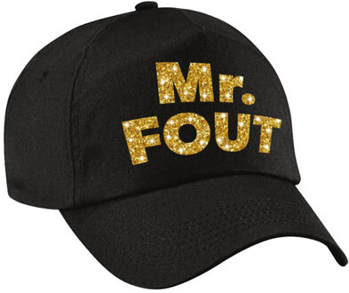 Bellatio Decorations Mr. FOUT pet / cap zwart met gouden letters voor heren - Verkleedhoofddeksels