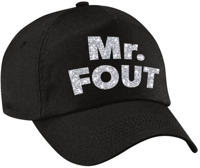 Bellatio Decorations Mr. FOUT pet / cap zwart met zilveren letters voor heren - Verkleedhoofddeksels