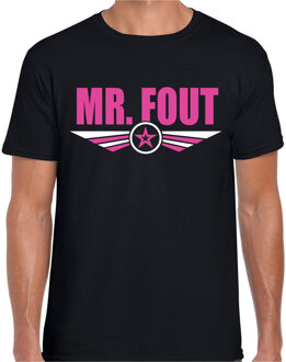 Bellatio Decorations Mr fout tekst t-shirt foute party roze op zwart voor heren 2XL