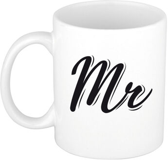 Bellatio Decorations Mr / Mister cadeau mok / beker wit voor koppels 300 ml - feest mokken