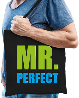 Bellatio Decorations Mr. perfect cadeau tas zwart voor heren - Feest Boodschappentassen