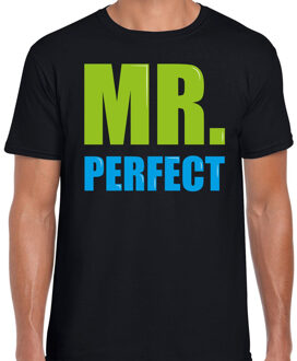 Bellatio Decorations Mr. perfect fun tekst t-shirt zwart heren
