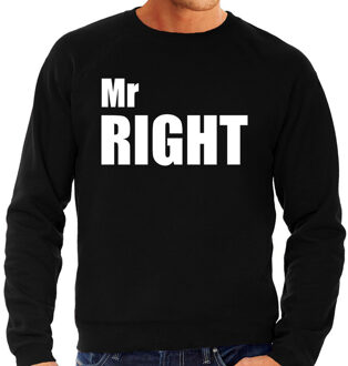 Bellatio Decorations Mr right sweater / trui zwart met witte letters voor heren