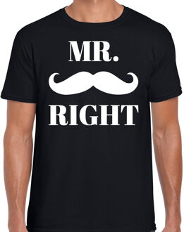 Bellatio Decorations Mr right t-shirt zwart met snor voor heren XL