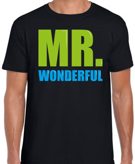 Bellatio Decorations Mr. wonderful fun tekst t-shirt zwart heren