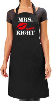 Bellatio Decorations Mrs Always Right - kus - cadeau schort - zwart - dames - moederdag