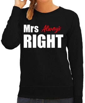 Bellatio Decorations Mrs always right sweater / trui zwart met witte letters dames 2XL