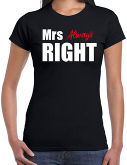 Bellatio Decorations Mrs always right t-shirt zwart met witte letters voor dames 2XL