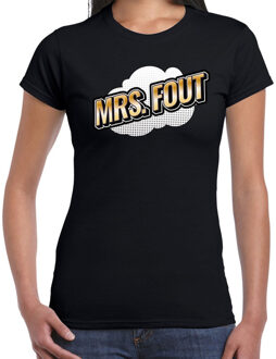 Bellatio Decorations Mrs. Fout fun tekst t-shirt voor dames zwart in 3D effect XS