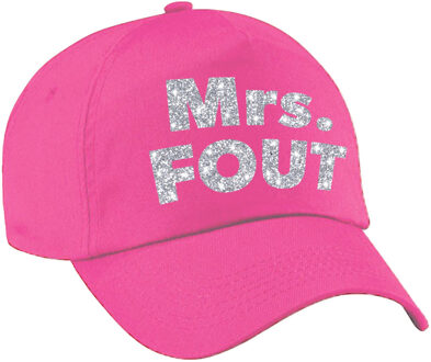 Bellatio Decorations Mrs. FOUT pet  / cap roze met zilver bedrukking dames -  Foute party cap