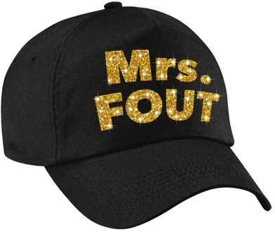 Bellatio Decorations Mrs. FOUT pet / cap zwart met gouden letters voor dames - Verkleedhoofddeksels