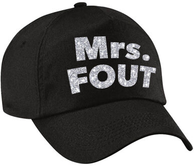 Bellatio Decorations Mrs. FOUT pet / cap zwart met zilveren letters voor dames - Verkleedhoofddeksels