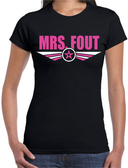 Bellatio Decorations Mrs fout tekst t-shirt foute party roze op zwart voor dames 2XL