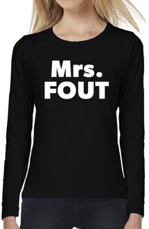 Bellatio Decorations Mrs. FOUT tekst t-shirt long sleeve zwart voor dames 2XL