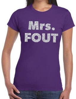 Bellatio Decorations Mrs. Fout zilver glitter tekst t-shirt paars dames L