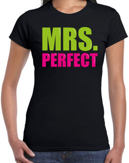 Bellatio Decorations Mrs. perfect fun tekst t-shirt zwart dames 2XL