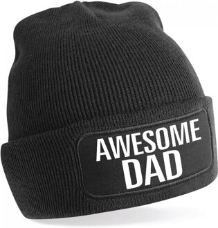 Bellatio Decorations Muts awesome dad / geweldige vader zwart voor heren - Winter cadeau papa/ vader One size